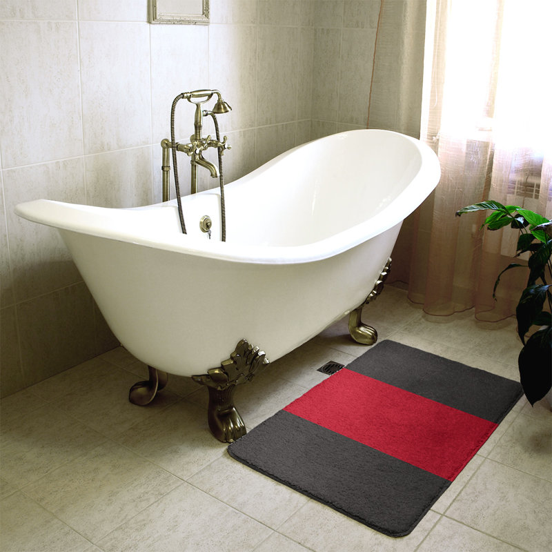Memory Foam Non-Slip Bath Rug, 21" W x 34" L, Red/Yellow