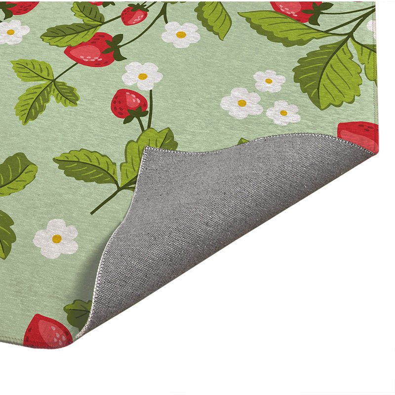 Tapis de cuisine anti-dérapant léger Strawberries, Menthe, Rectangle 4pi x 6 pi