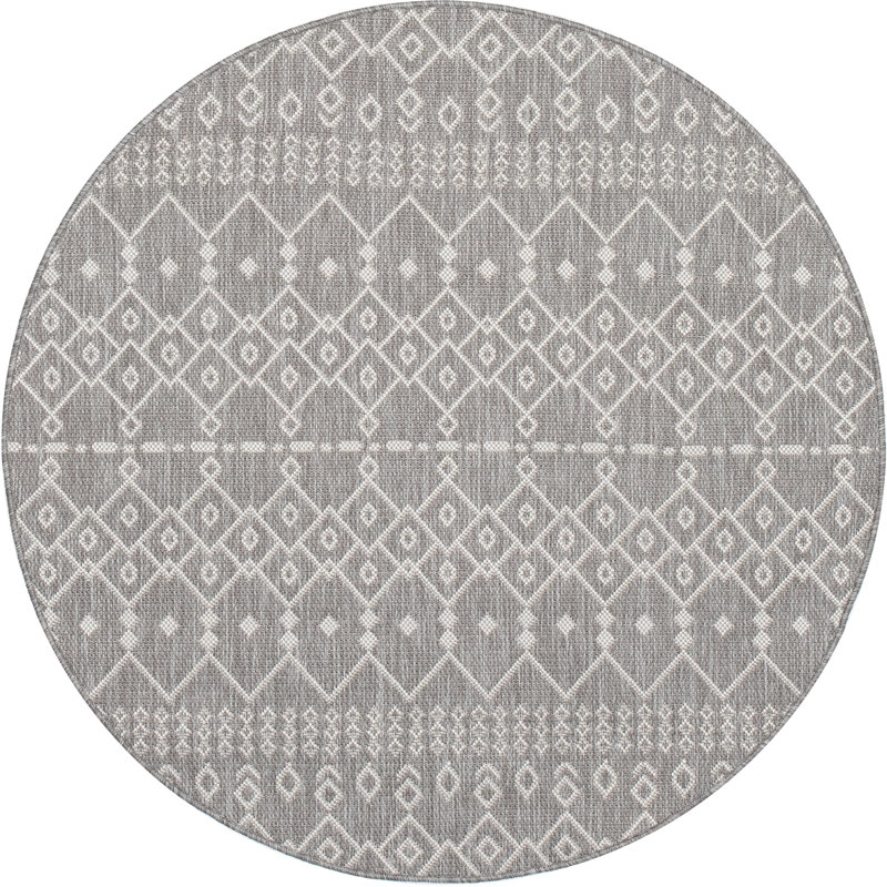 Tapis intérieur / extérieur Marshanna Nord, Gris clair, Rond 3 pi 11 po