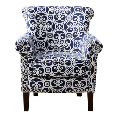 Tight Back Seating, Solid Wood & Plywood Frame, Navy Upholstery, Double Silver Nailhead, High Foam Cushion, Legs Tight-Back Club Chair, Composition, Arms, Rows Of Nailhead Adornment, Loose Birch