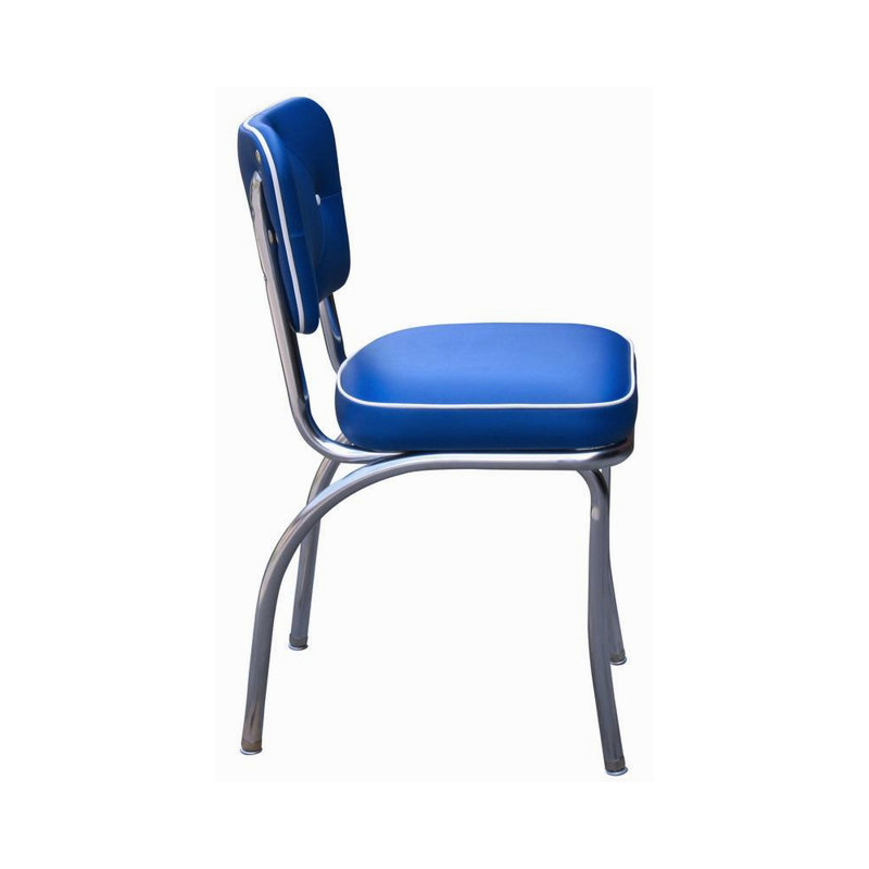 Retro Home Upholstered Tufted Back Dining Chair, Royal Blue