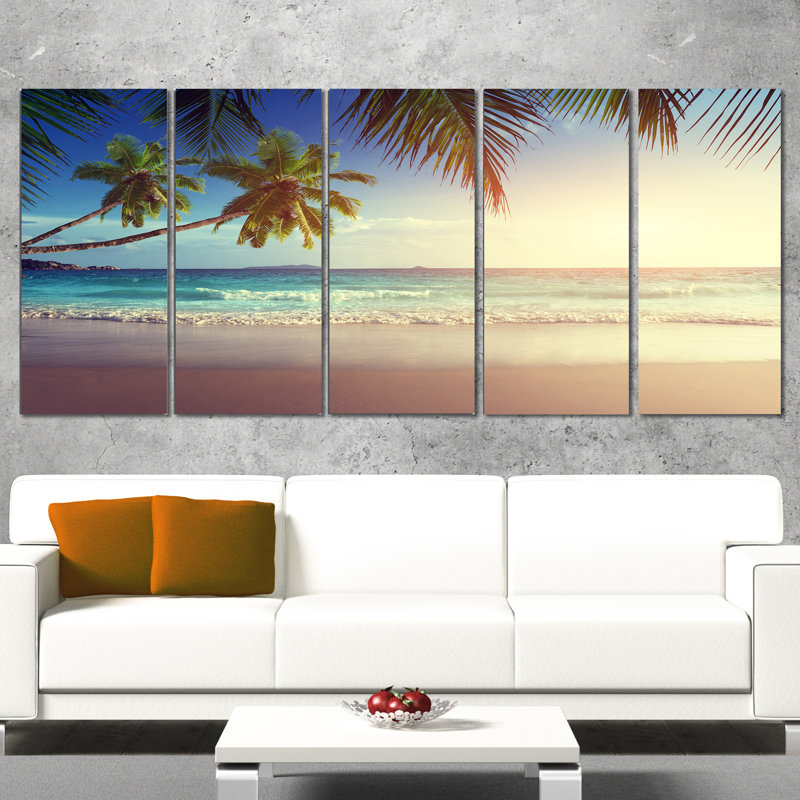 Highland Dunes 'Typical Sunset on Seychelles Beach' 5 Piece Wall Art on ...