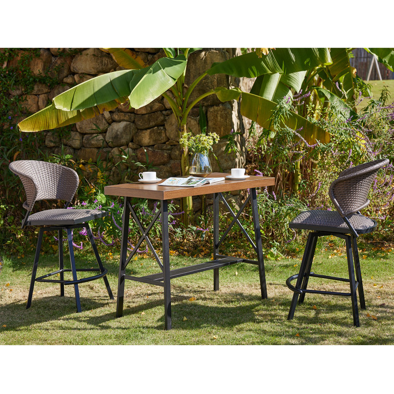 Ronne Metal Bar Set, Brush Wood Brown