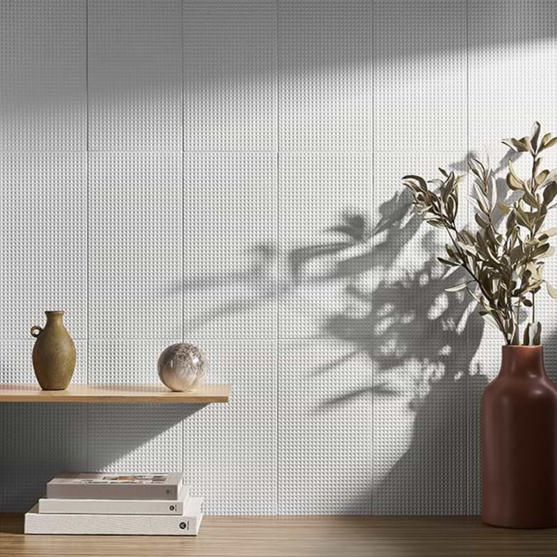 Kinzie 8x16 Waffle Textured Matte Ceramic Tile, White