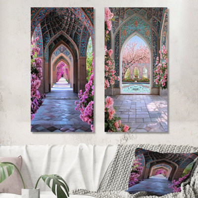 «Persian Gardens in Bloom Tehran I», art mural 2 pièces, art spirituel traditionnel