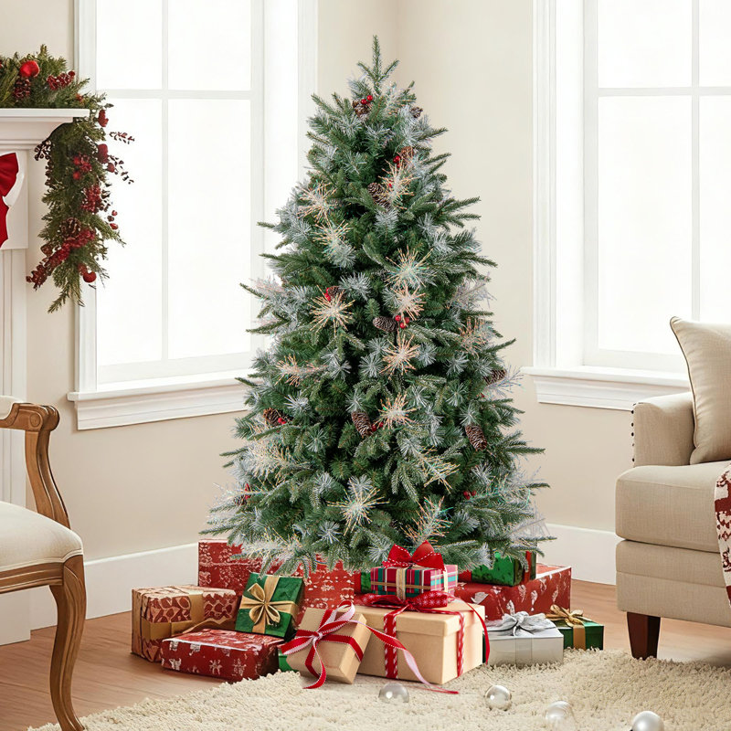 Arbre de Noël artificiel 5 pi avec 602 branches, 190 lumières DEL blanc chaud, H 5 pi