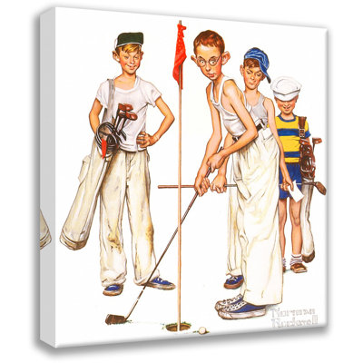 «Missed Golf» par Norman Rockwell, toile tendue avec châssis
