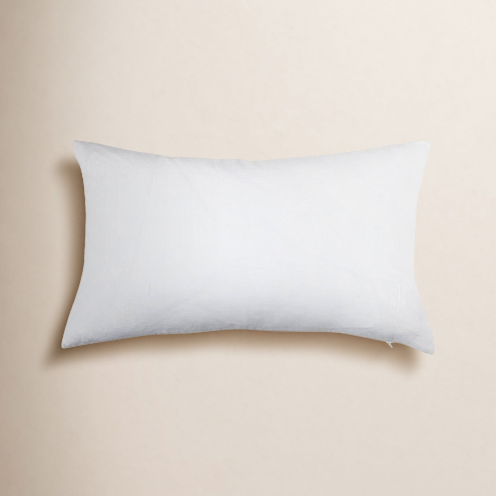 Simple Embroidered Linen Throw Pillow, White, Rectangle 12" H x 22" W
