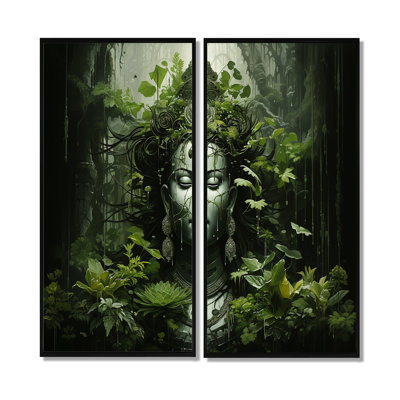 Buddhism Sacred Mantra II - Green Wall Art