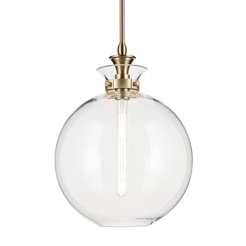 1 Light Pendant with Clear Glass, 19.5" H x 15" W, Clear, Bronze