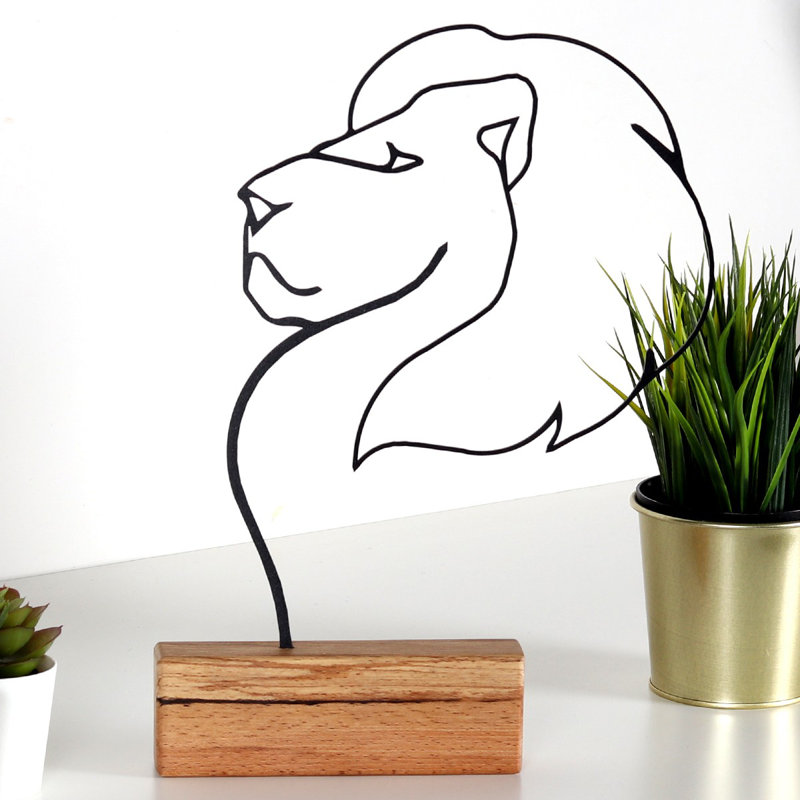 Elegant Decorative Object, Black Metal with Wood Base, 6.7 x 12.6 x 1.4 inches | 100% Metal (Thickness: 0.08 inches), Sturdy & Stylish | Perfect for Home Decor, Modern Aesthetic & Unique Accent Piece