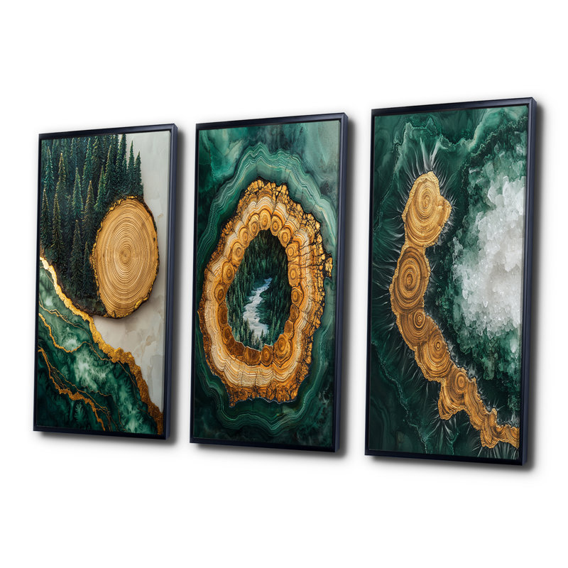 «Bold Forest Landscape Path Of The Emerald River II - Forest Wall Decor Collection», Cadre flottant noir, H 32 po x l 48 po