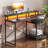 Nergui Home Office Computer Desk with Power Outlet,LED Lights & Adjustable Shelf-1898342582
