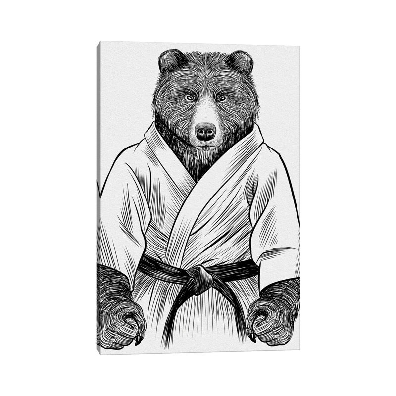 Grizzly Bear Judo by Alberto Perez - Wrapped Canvas Painting, 66.04 cm H x 45.72 cm W x 3.175 cm D