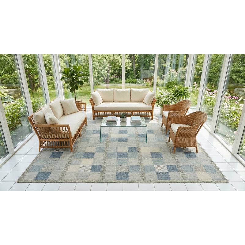 Scandinavian Wool Geometric Area Rug, Rectangle 12' x 18'