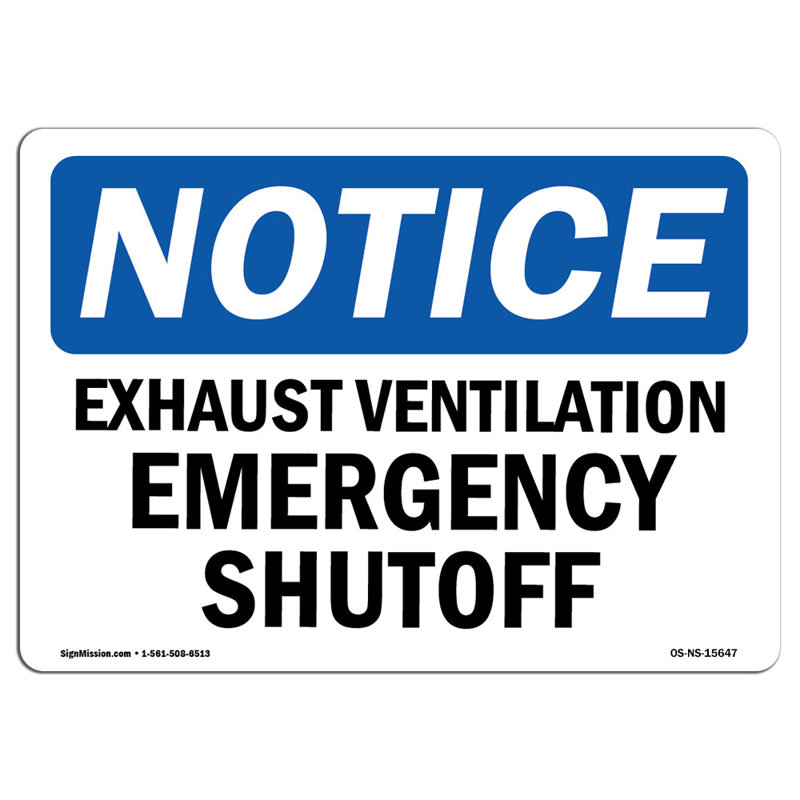 Avis - Panneau d'arrêt d'urgence pour ventilation d'évacuation