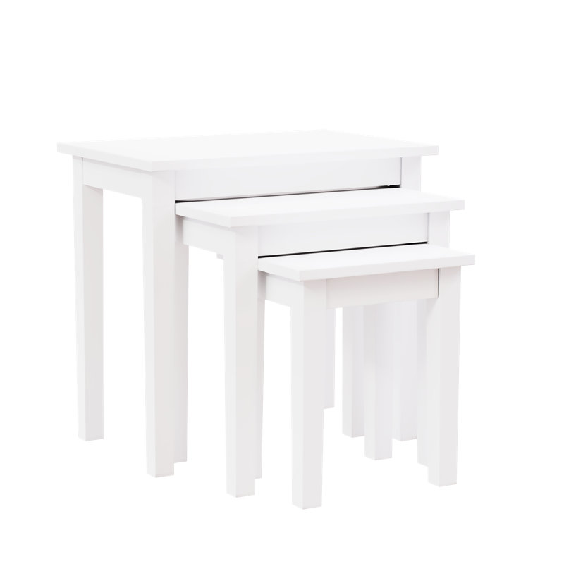 Analynn 3 Piece Nest of Tables, White, White