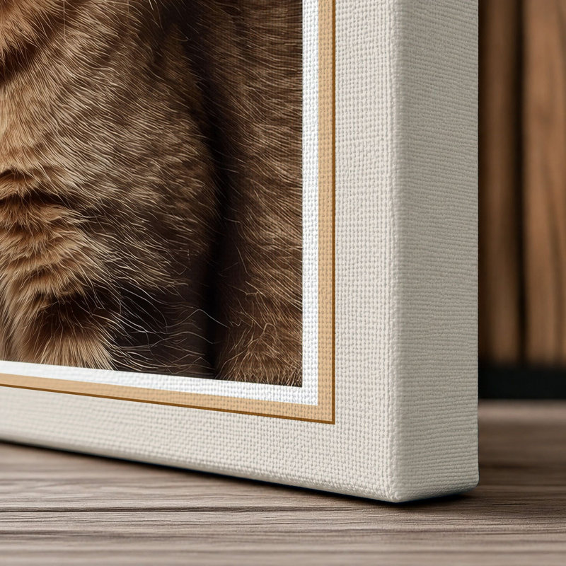 Tabby's Gaze Modern - Wrapped Canvas, 18x12 - 45.7 x 30.5 cm, Cream Border