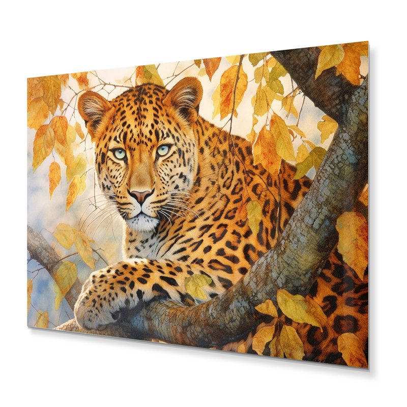 Leopard Grace I - impression sur métal, H 16 po x l 32 po