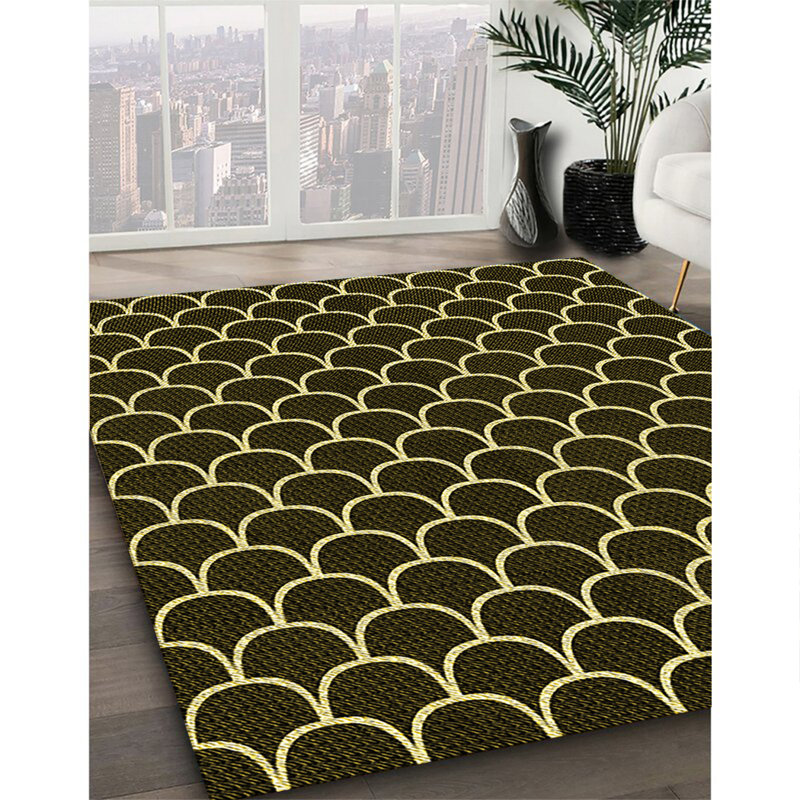 Tapis jaune tissé à la machine, Rectangle 7 pi x 10 pi