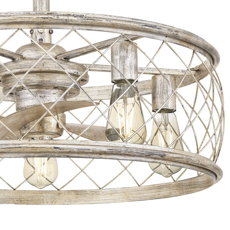 Jonas 12'' Ceiling Fan with Light Kit, Century Silver Leaf