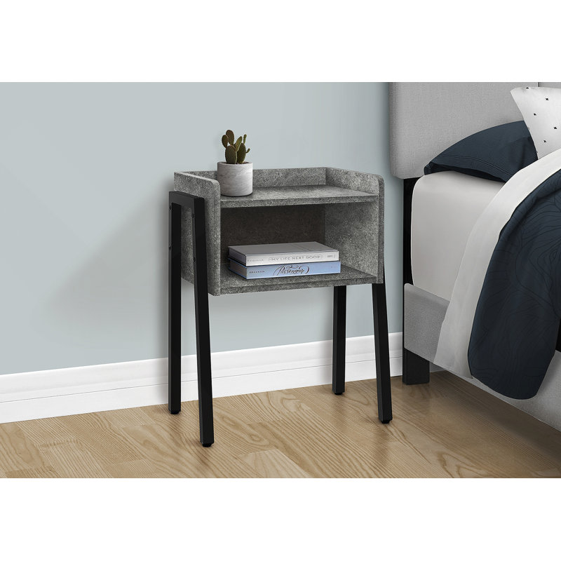 Table d'appoint, côté, bout, table de chevet, lampe, stratifié, métal, contemporain, moderne, Gris
