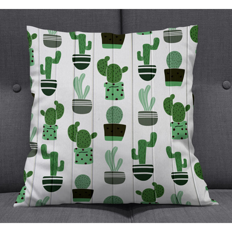 Throw Pillow With Insert, 16"H x 16"W, White/Green Floral 1