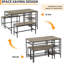 Ensemble de table de salle à manger 3 pièces rectangulaire avec support à vin, comprenant 2 bancs pour 4, idéal pour les petits espaces, les appartements et les dîners-572413421-572413418