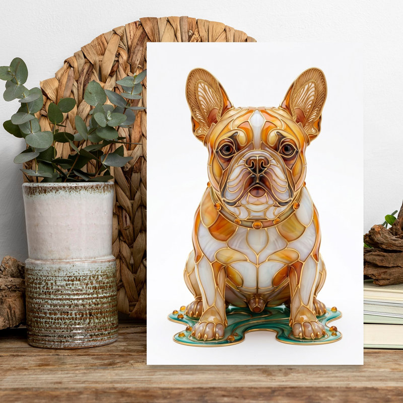Bouledogue français coloré, impression d'art mural, 18" H x 12" W