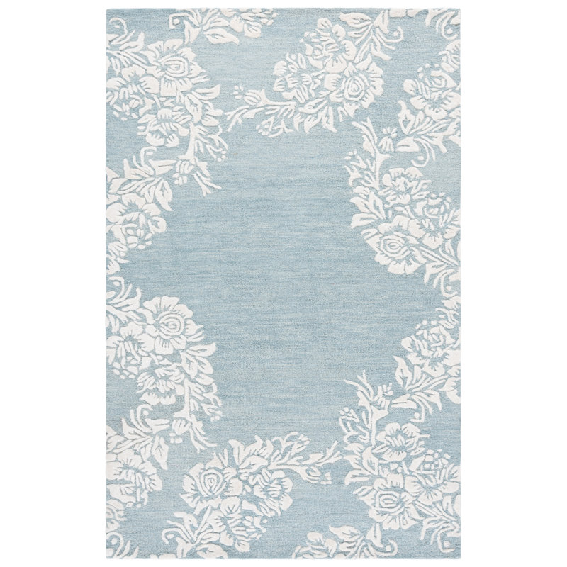 Glamour 152 Hand Tufted 70% Wool; 20% Cotton; 10% Viscose Floral Rug, Rectangle 6' x 9'