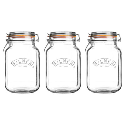 Ensemble de 3 pots carrés à pince carrée 68 oz