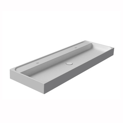 WS Bath Collections Unit Plus 18.1'' Glossy White Porcelain Rectangular Bathroom Sink with Overflow