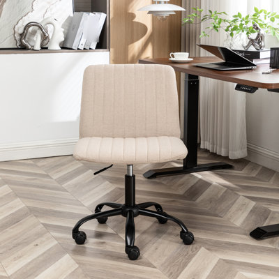 Swivel Chair For Office In Beige - Height Adjustable, Soft Breathable Fabric, Thick Foam Seat, Stable Metal Construction, 5 Adjustable Feature, Base, Rolling Professional Offices