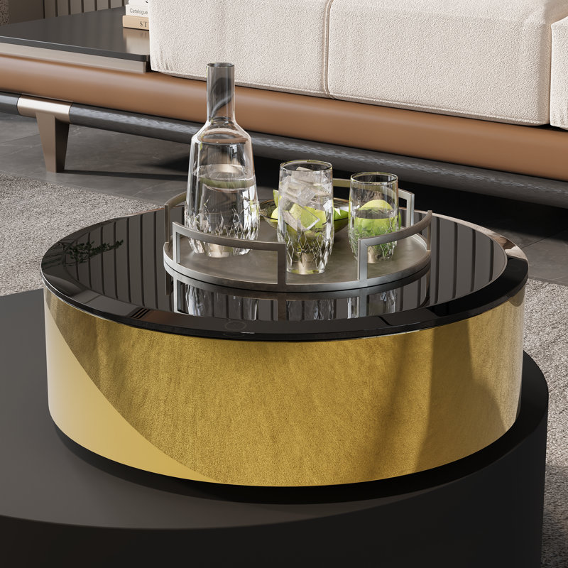 Table basse gigogne moderne extensible 31,5 po, Noir, Noir