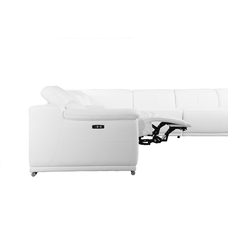 Guaymas 151" Wide Top Grain Italian Leather Symmetrical Reclining Corner Sectional, White Genuine Leather