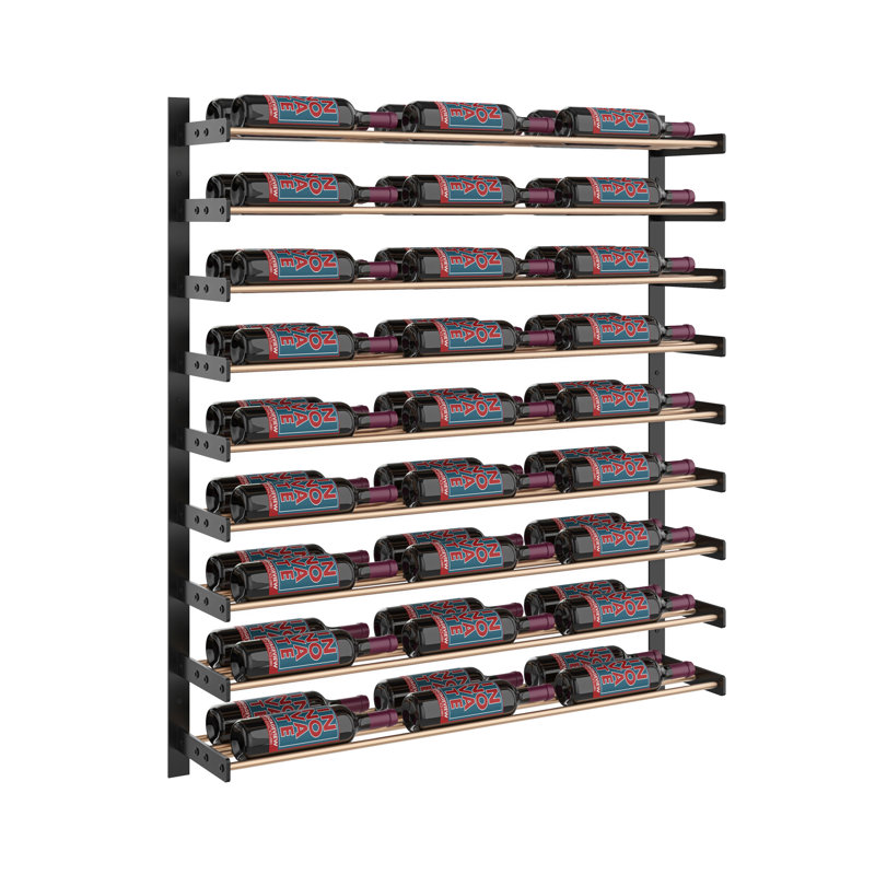 Support à vin mural industriel en bronze doré / noir mat 36 bouteilles Abbie-Marie - H 30 po x l 27,75 po, Noir / Bronze doré