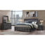 Lit double contemporain gris métallique de style Shaker, tête de lit d'inspiration cristal éclairée à DEL et motif à l'échelle pour l'éclairage de la chambre à coucher, rembourré