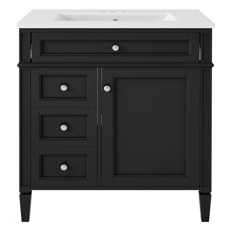Ensemble de meuble-lavabo autoportant 30 po avec lavabo supérieur, meuble-lavabo moderne avec 2 tiroirs et un tiroir basculant, meuble-lavabo autoportant avec miroir, meuble-lavabo simple, meuble-lavabo