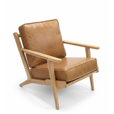 Gingras Leather Upholstered Back Arm Chair