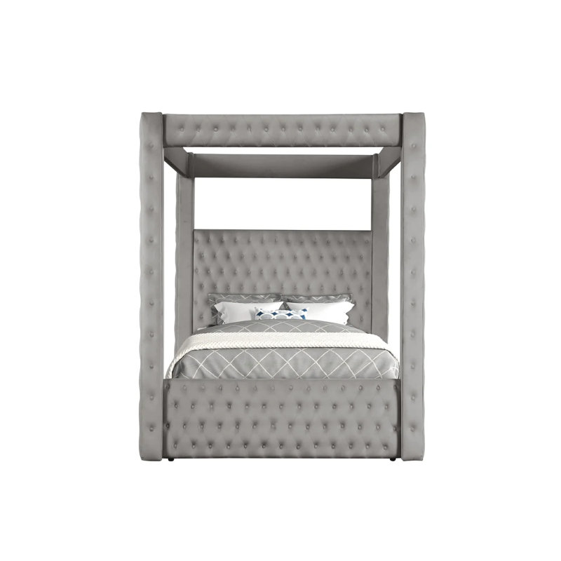 Lit plateforme Mansion, Gris clair, Grand