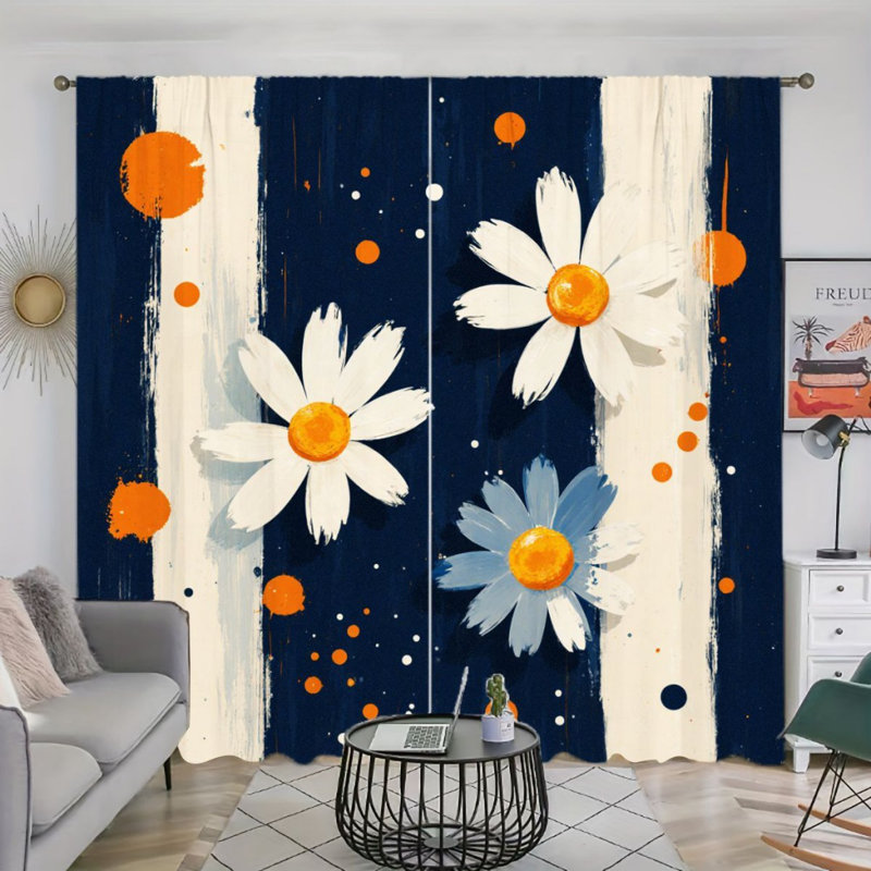 Rideau filtrant la lumière 2PCS Daisy Flower, L 30 po x H 66 po x 2 pièces