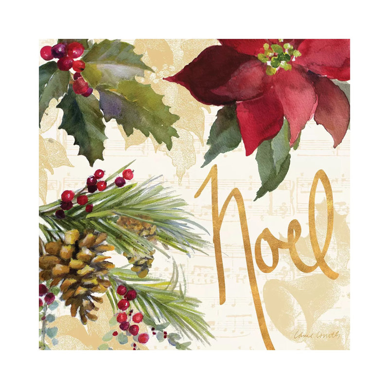 Christmas Poinsettia Iii 1 Piece Wrapped Canvas Wall Art, 45.72 cm H x 45.72 cm W x 3.175 cm D