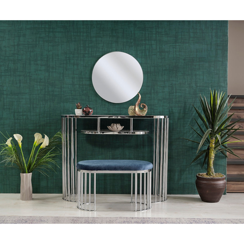 Garry Chrome Legs Fabric Top Module Ottoman