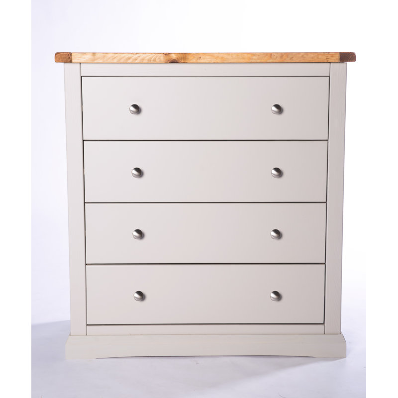 Mukilteo 90 cm W Chest of 4 Drawers, Grey/Grey, Chrome