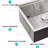 304 Stainless Steel Kitchen Workstation Sink 32"X19"X10" - 16 Gauge, Deep Basin, With Smooth Surface And Included Colander 32X19x10 Inch Type Grade Steel, Easy Drainage, Cutting Board Template