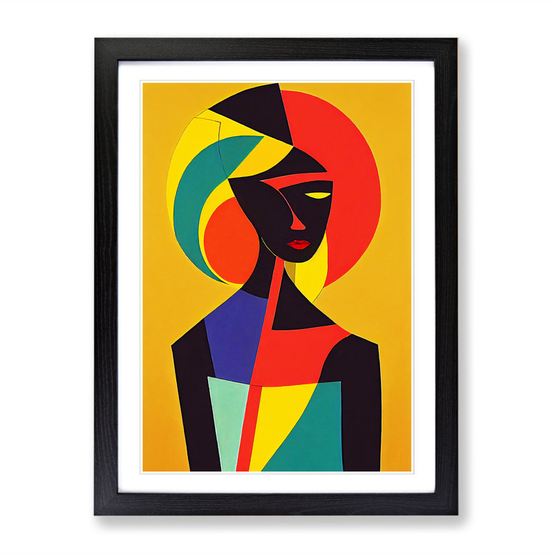 FRM-V0523-59X African Woman - Single Picture Frame Print, Black Framed, 34cm H x 25cm W x 2cm D