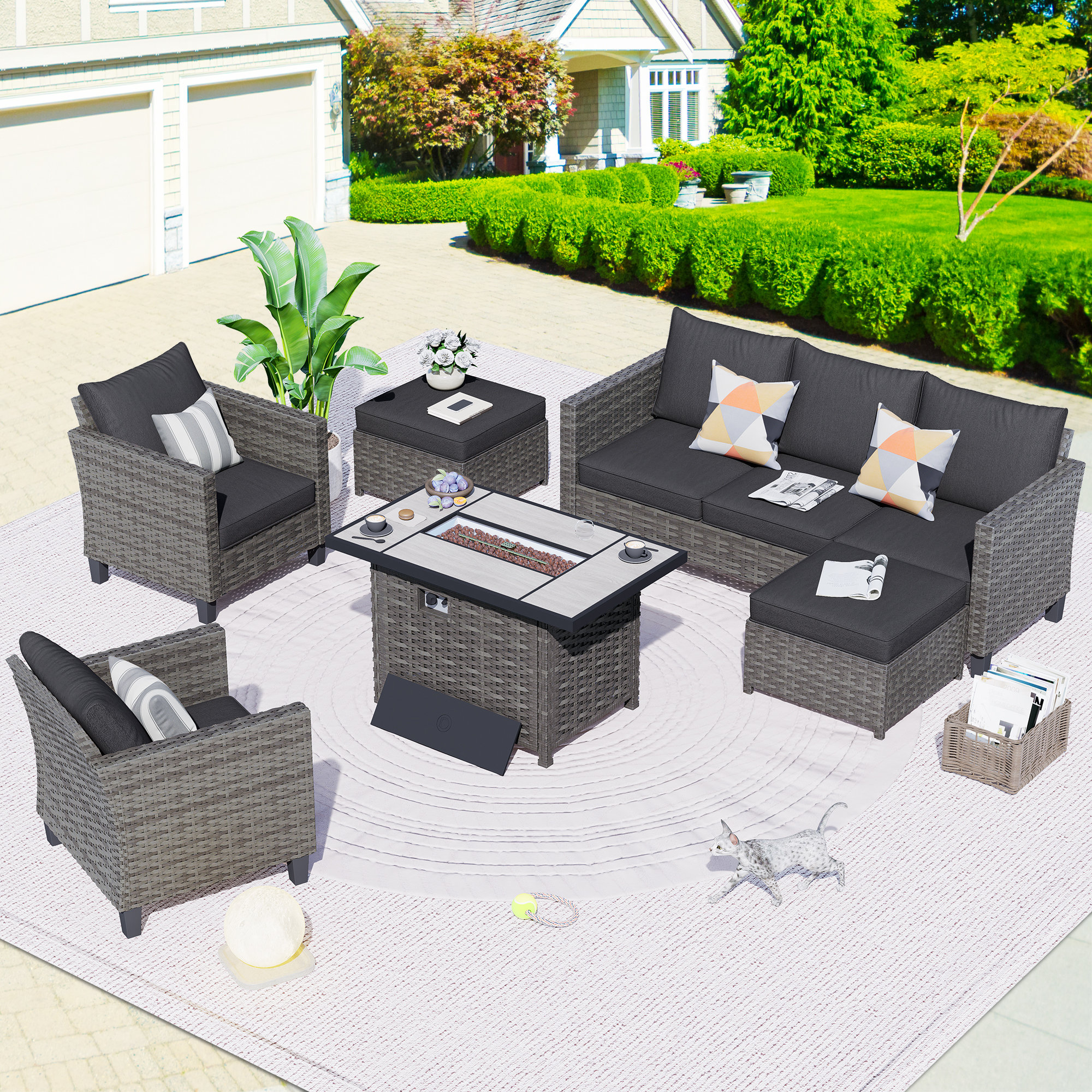 Grey rattan store garden furniture