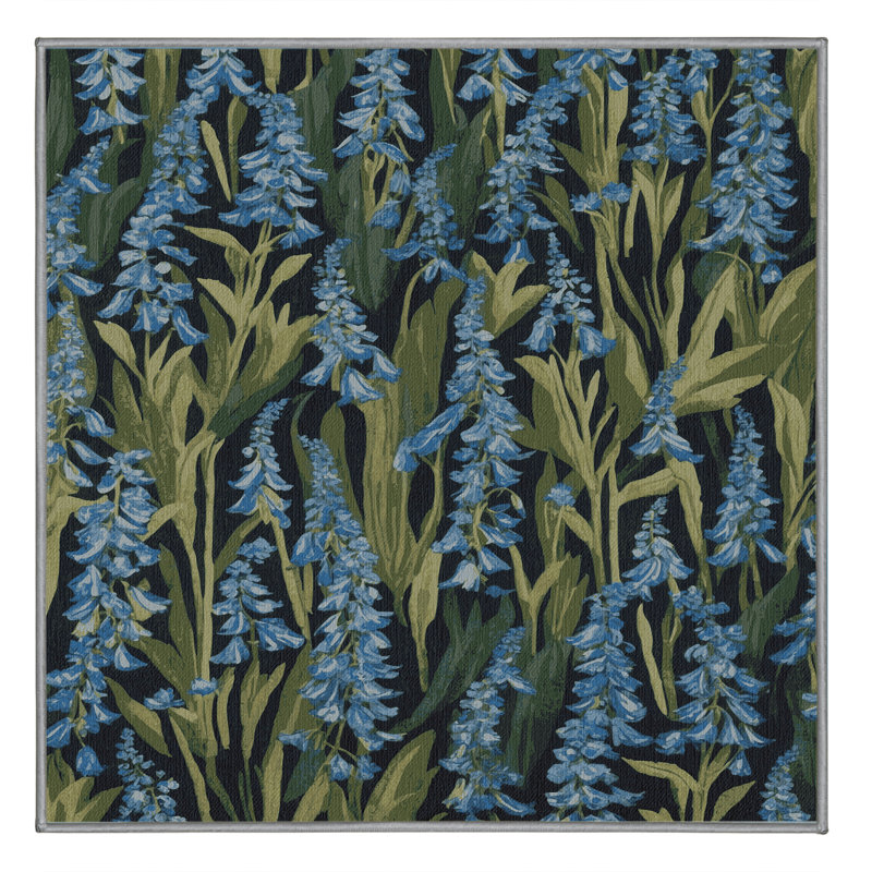 Tapis gris botanique lavable à la machine, Carré 6 pi