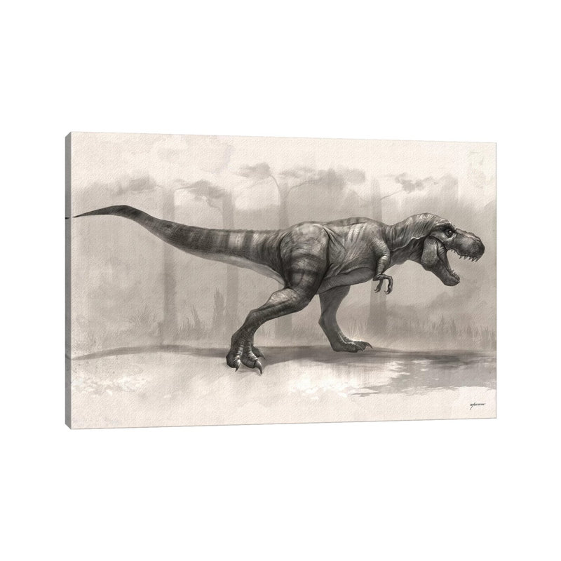 Dessin de T-Rex par Steve Goad - peinture sur toile tendue, H 8 po x l 12 po x P 0,75 po