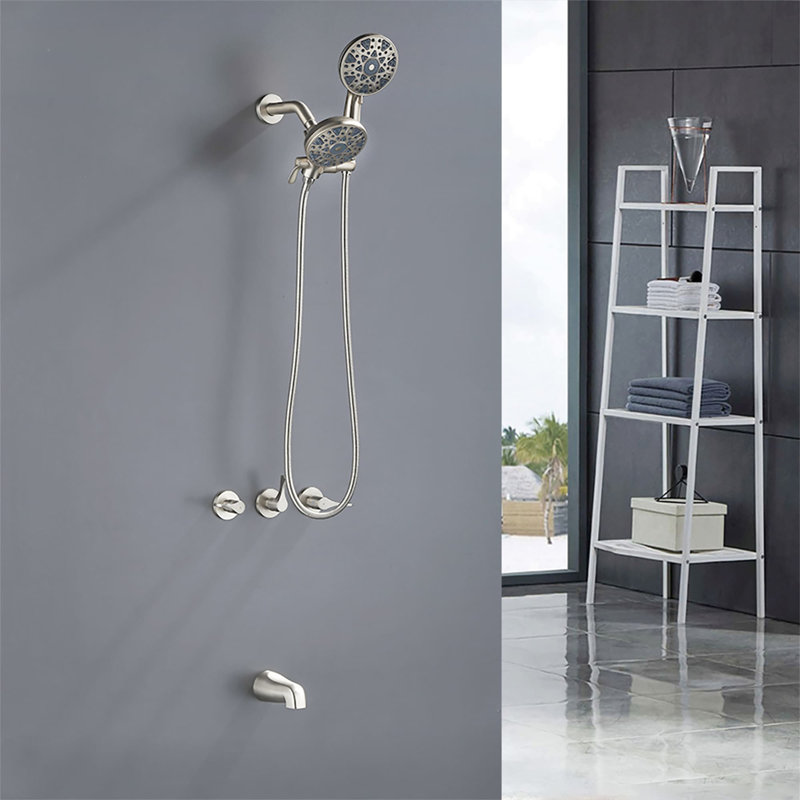 Volume Control Complete Shower System with Rough in-Valve, Brushed Nickel